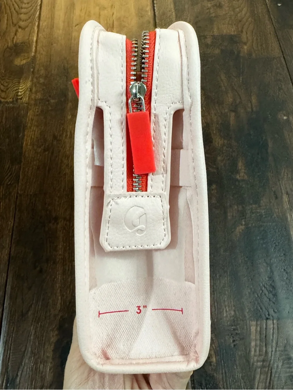 Glossier Pink Beauty Bag Cosmetic Pouch with Red Logo
